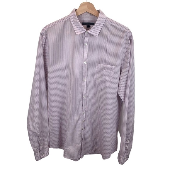 John Varvatos sz M Lavender Striped Cotton Button Up Slim Fit Men’s Dress Shirt - Picture 1 of 9